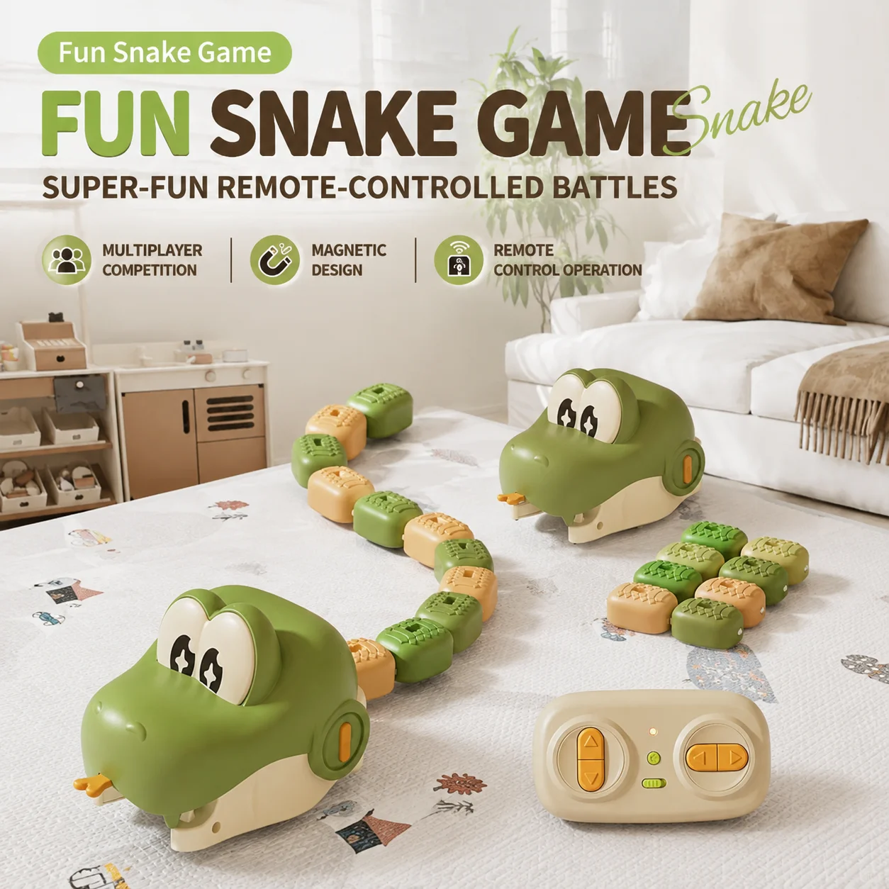 2026 New RC Snake Car Magnetic Swallow Game Multiplayer Competitive Remote Control Battle Interactive Hobby Toy