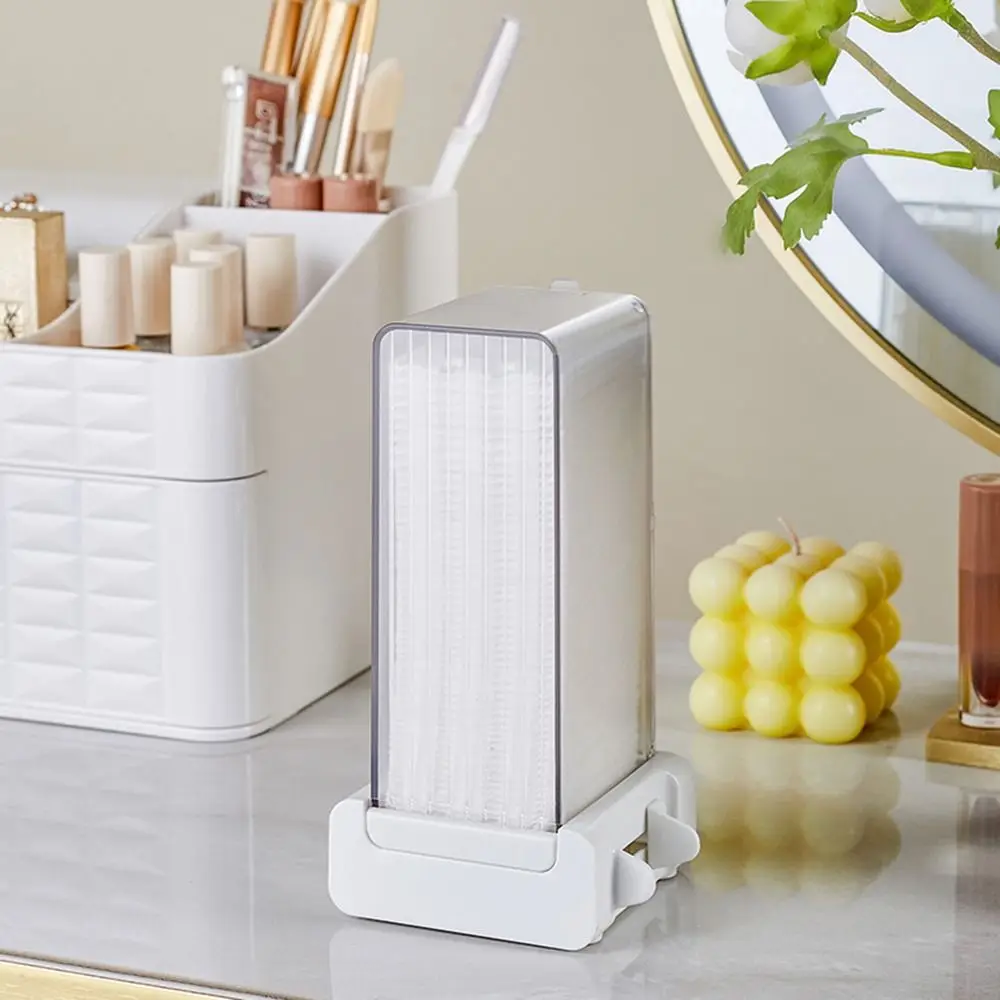 

Press Type Cosmetic Cotton Storage Box Transparent Covered Non-slip Bottom Makeup Cotton Pad Organizer Moisture-proof