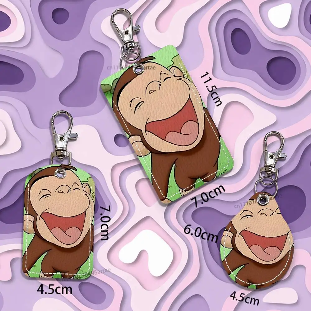 Monkey Curious cute George Holder Card Keychain Fashion Pendant Bag ID Door Card Case Bus Card Cute Adult view 3