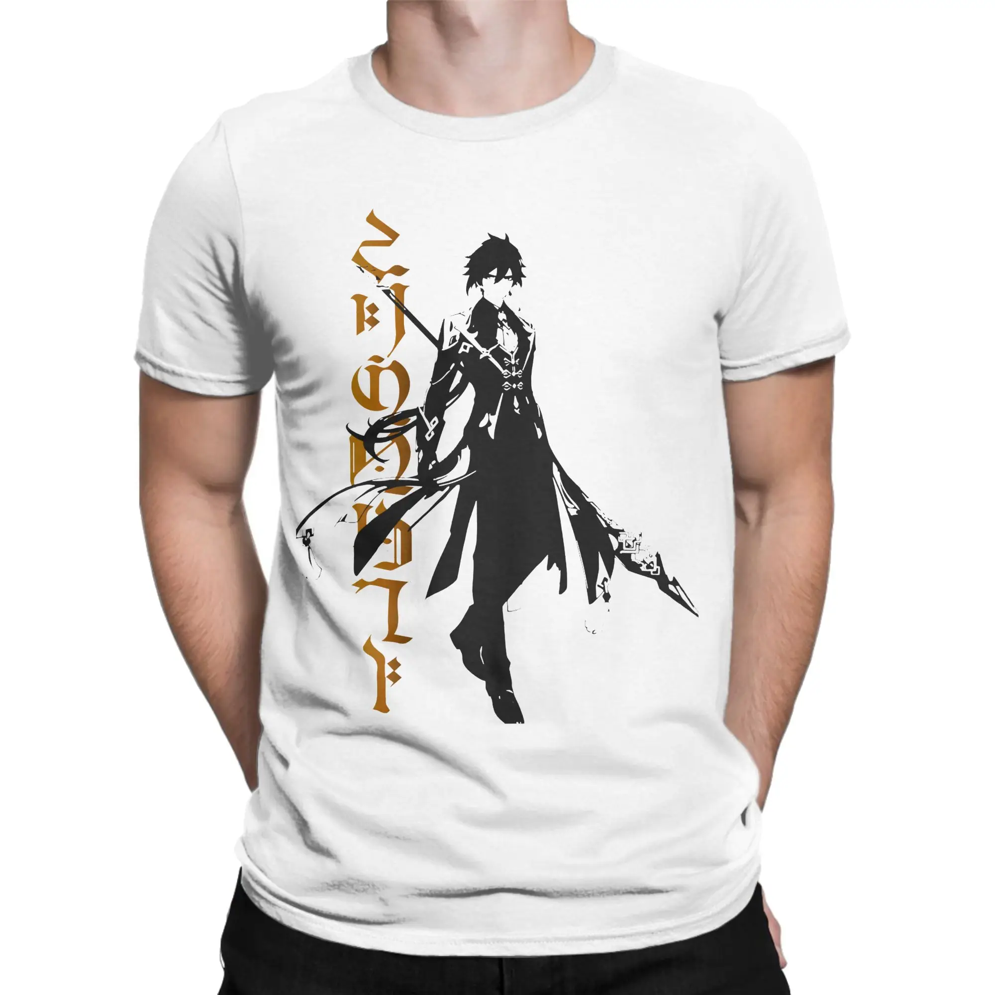 Genshin Impact Zhongli Full-body T Shirts Men Women's Cotton Novelty T-Shirts O Neck  Tees Short Sleeve Tops Summer