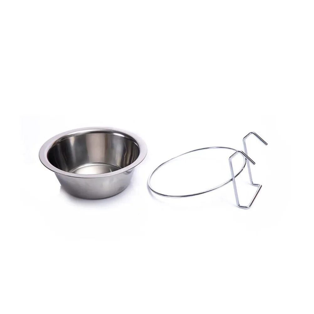 3Pcs Stainless Steel Hanging Pet Feeding Bowls Cage Mounted Food Water Holders for Bird Dog Rabbit Cat Anti Spill Kennel Cup view 4