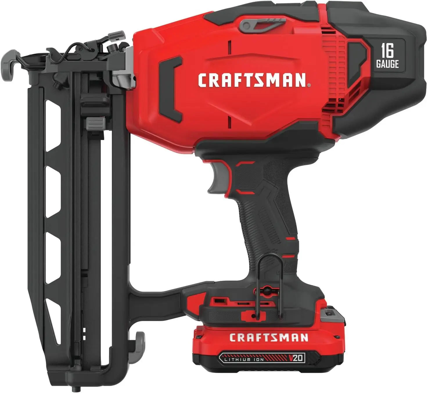 CRAFTSMAN V20 Kit clavadora de acabado inalámbrico, pistola de clavos, 16GA, 2-1/2 clavos, batería y cargador incluidos (CMCN616C1)