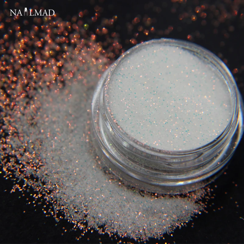 0.2mm Shimmer White Rainbow Nail Glitter holograficzny brokat proszek Nail Art Glitter Laser Powder zdobienie paznokci dekoracje 3ml