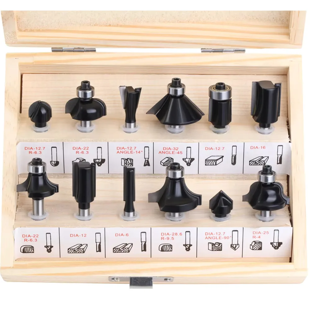 

ZK30 12pcs 6mm Shank Router Bit Set Trimming Straight Milling Cutter Wood Bits Tungsten Carbide C06T12BBKW