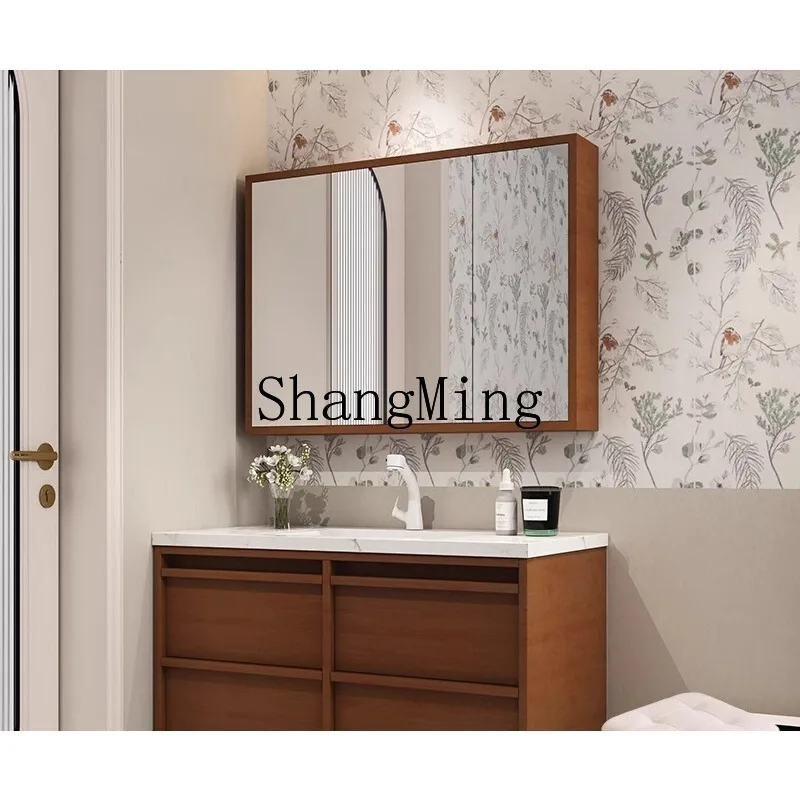 

ZHB retro bathroom cabinet combination integrated ceramic basin medium antique washing table washbasin cabinet solid