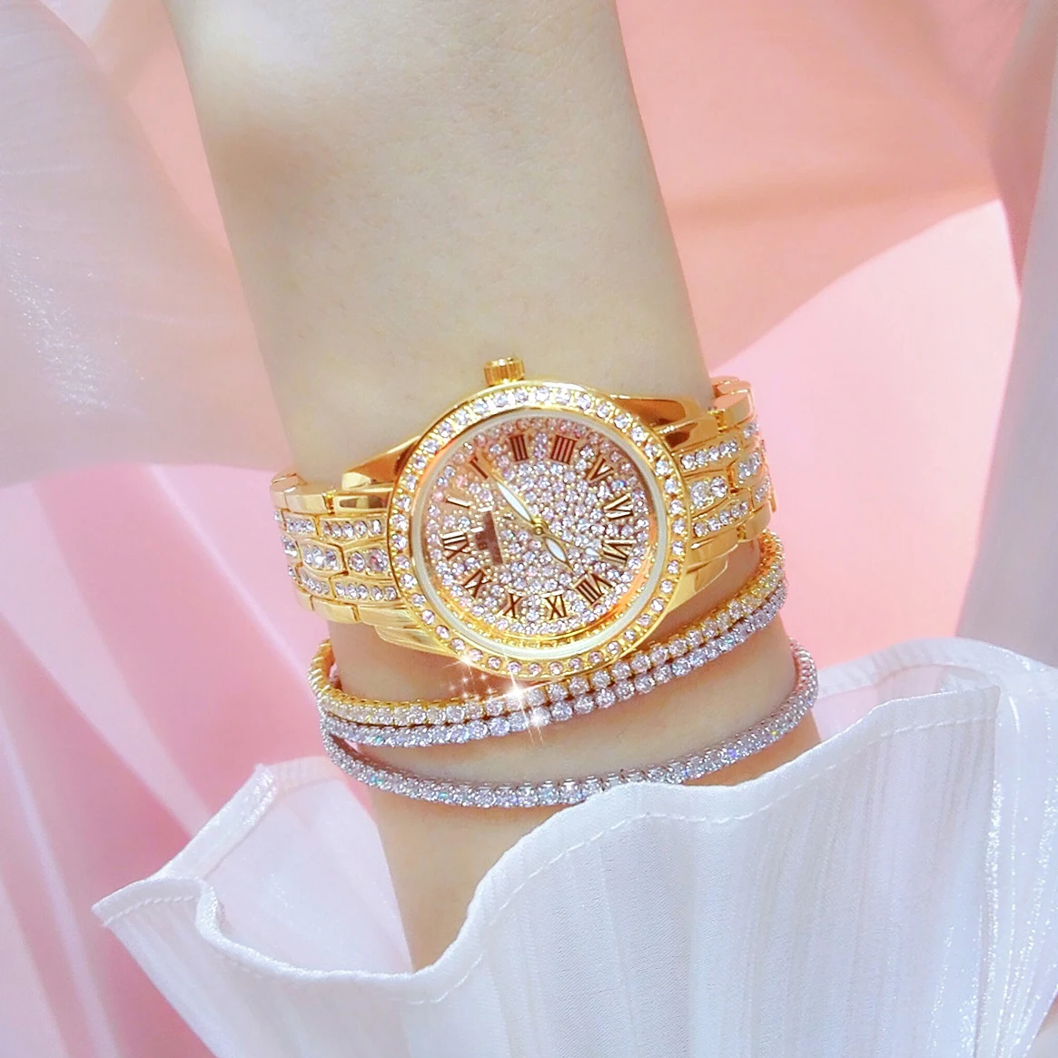 Watches For Woman BS Diamond Watch Silver Bracelet Analog Quartz Wristwatches Waterproof Luxury Brands Lady Clock Gifts