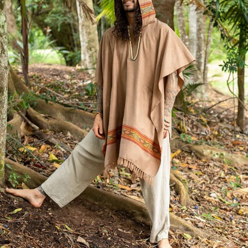 

2026 New Long Ponchos Hooded Jacket Cloaks Loose Pashmina Summer Big Size Male Coat Blanket Pashmina Fashion Shawl and Wraps