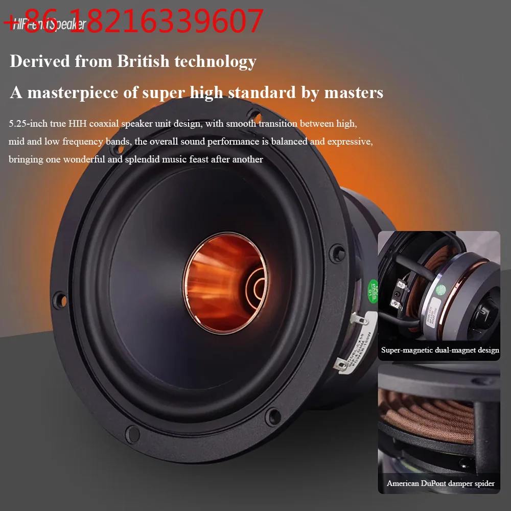 YAO CX50 Coaxial 5.25-inch Hi-Fi Passive Bookshelf Speaker 120W Power 2-Way Wooden High-Fidelity Stereo Speaker for Home Use