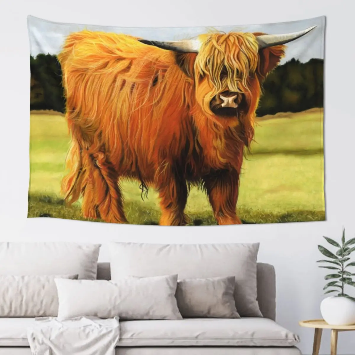 

Heilan Coo, Highland Cow, Highland Cattle, Cattle, Cow Tapestry Wall Hanging Decor Room Decor Tapestry