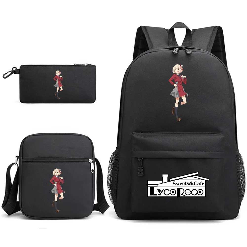 Trendy Creative Lycoris Recoil Print 3pcs/Set pupil School Bags Laptop Daypack Backpack Inclined shoulder bag Pencil Case