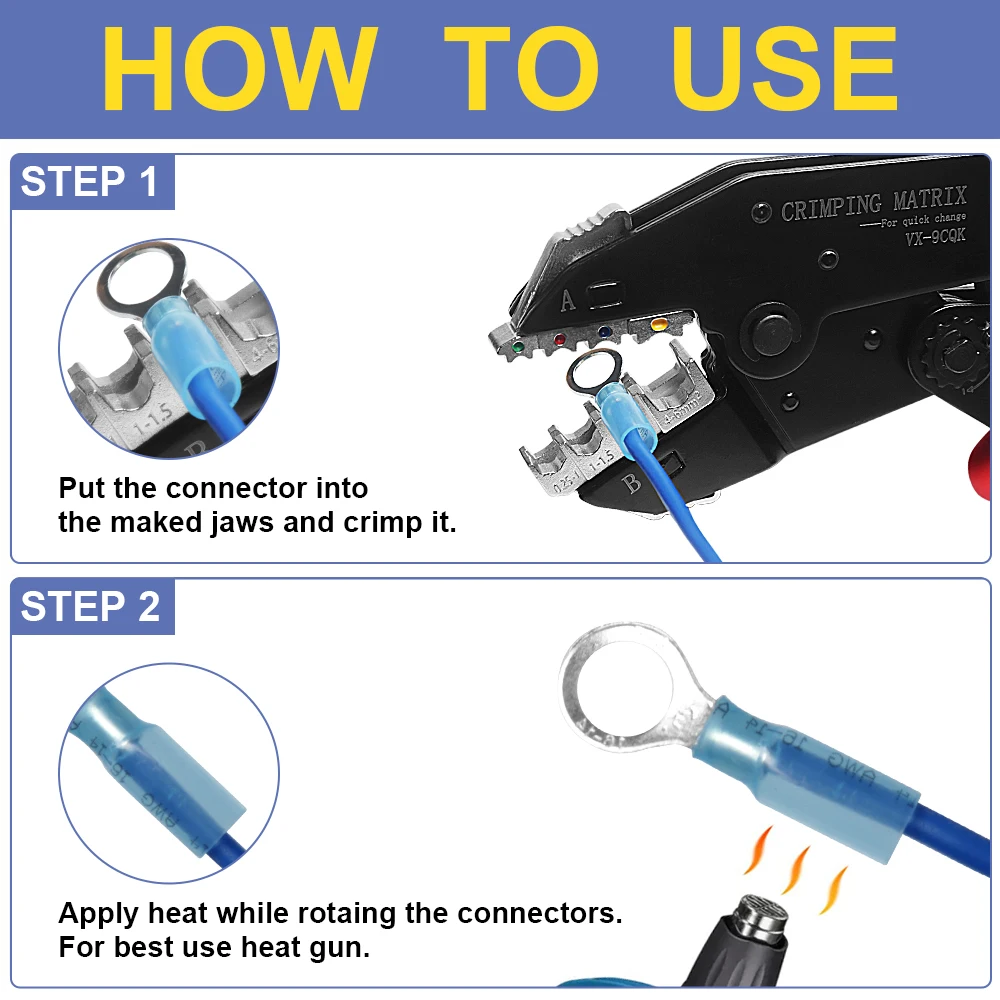 WOZOBUY Wire Stripper- Crimping Tool for Heat Shrink Connectors Set,for AWG22-10 Marine Grade Heat Shrink Butt Connectors