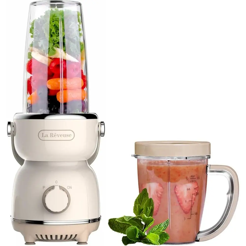 Retro Blender Personal Smoothie Maker 300W 250W Compact Design Multiple Cup Size Chopping Blending Grinding On-The-Go Use