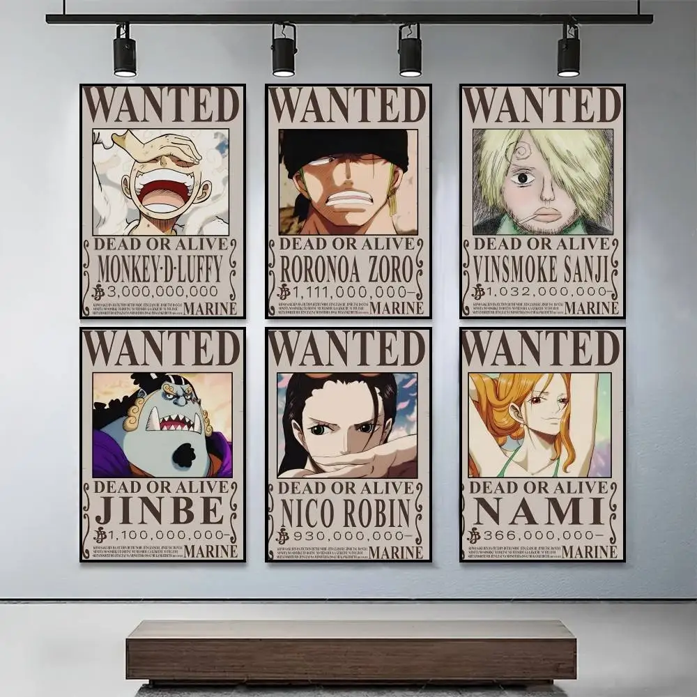 ONE P-PIECE Straw Hat Crew bounty Luffy Zoro Poster Decoration Bedroom Home Wall Sticker Prints Painting Living Room Office