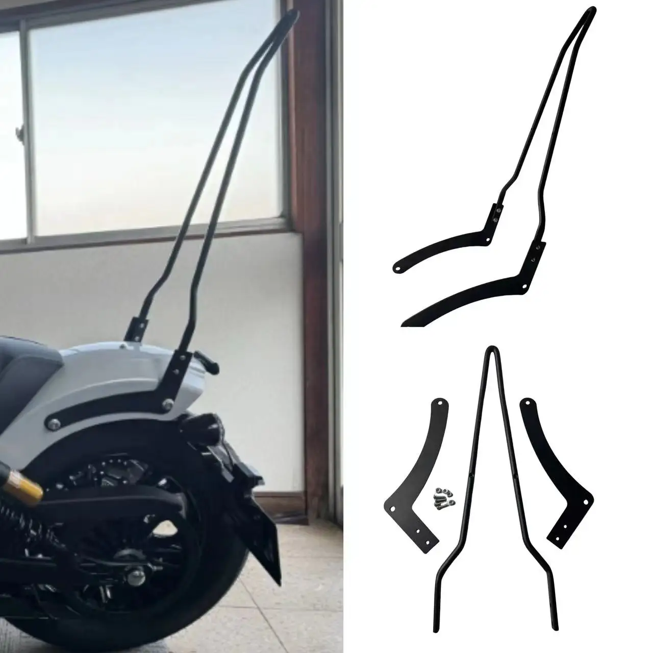 Zintegrowane oparcie pasażera z odłączanymi elementami do motocykli Indian Scout Bobber i Indian Scout Classic - akcesoria tylne.