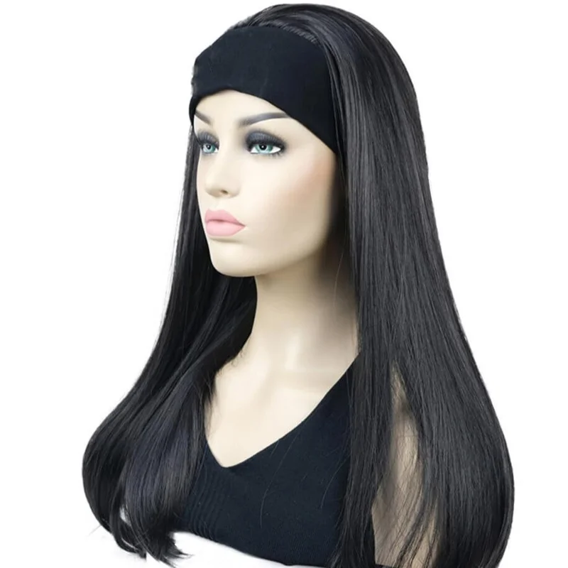 

Tabatha 24" Bla Headband 3/4 Wig women glueless straight synthetic daily stage