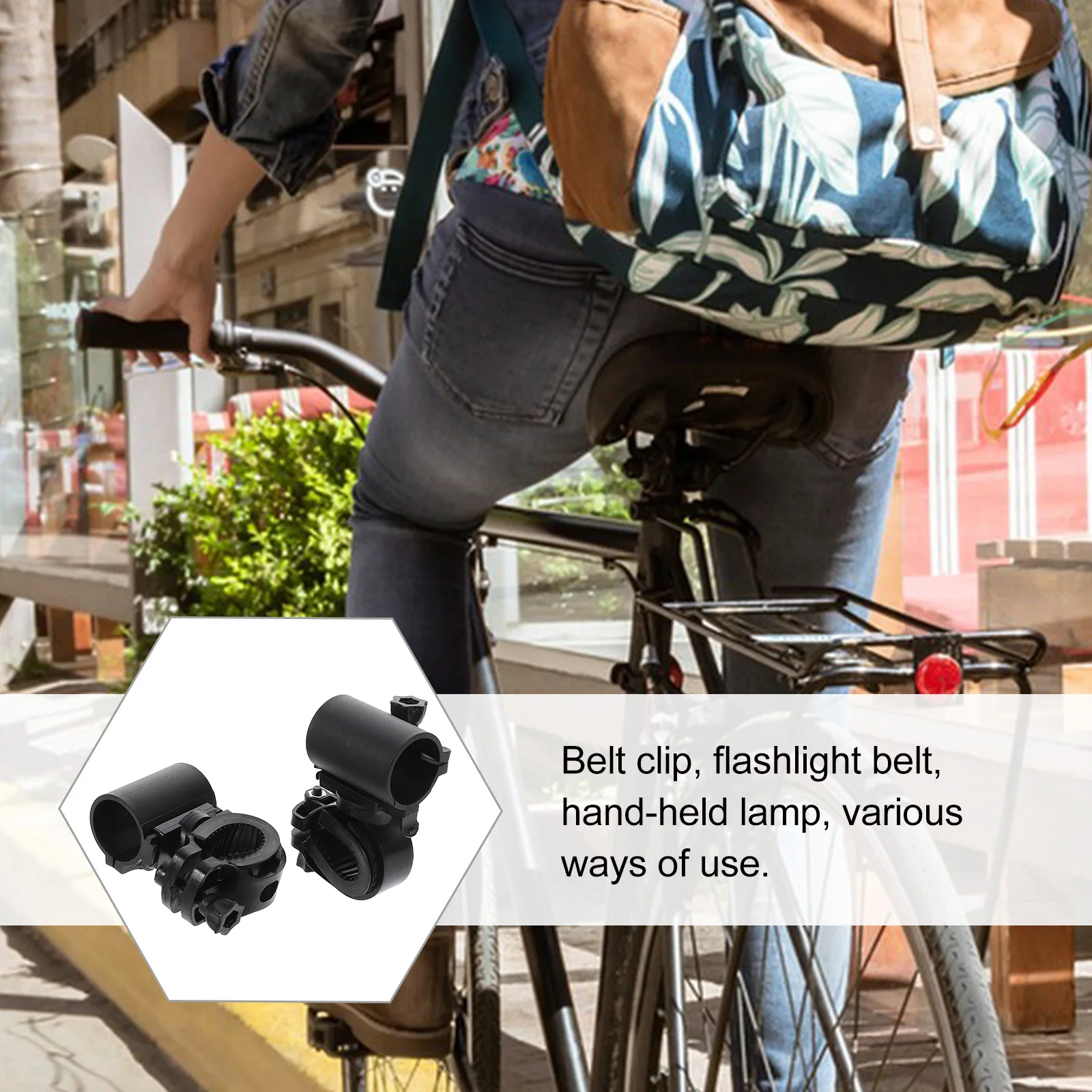 

2 Pcs Bike Light Clip Flashlight Clamp Holder Bicycle Mount Attachment Mounting Bracket Black