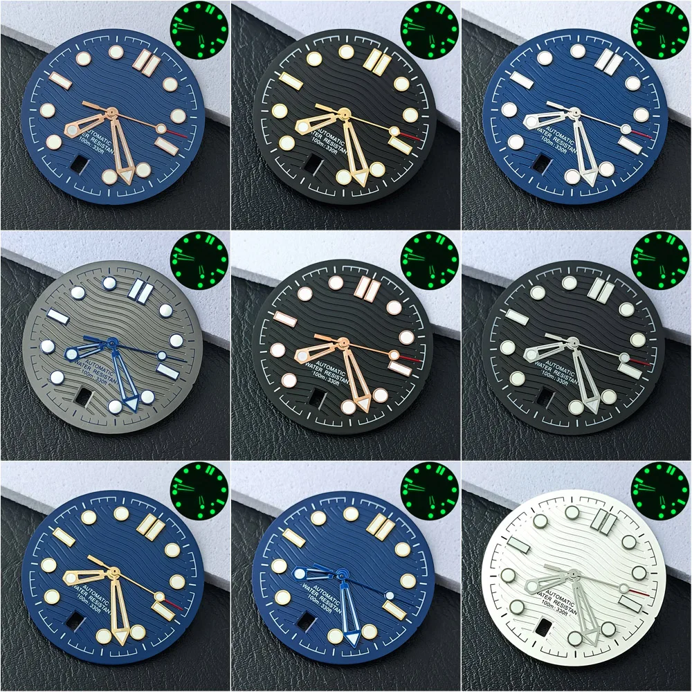31.7mm NH35 dial accessory, suitable for 300 series NH35/NH36 movements, 6-point calendar C3 green luminous dial pointer parts