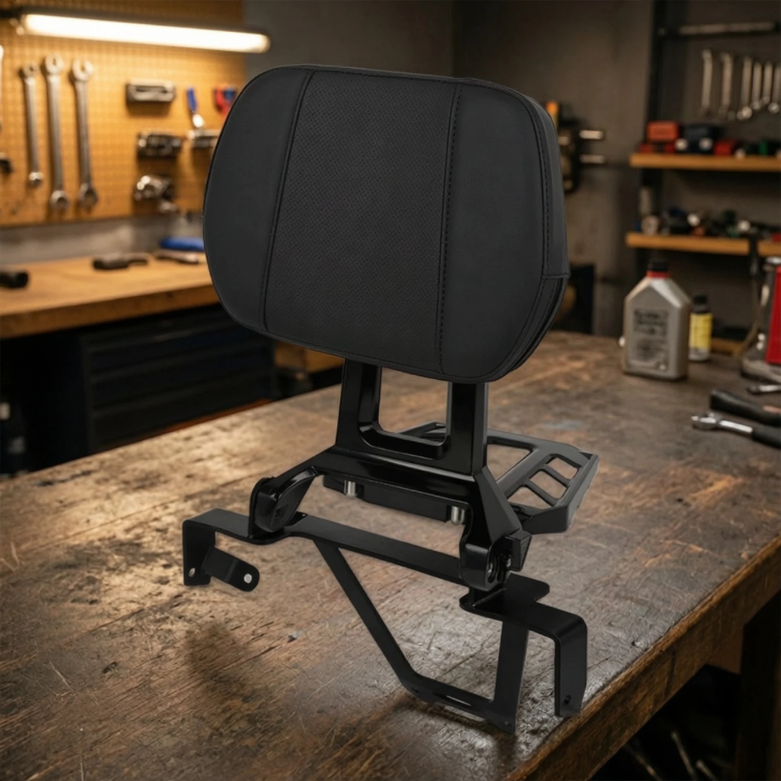 Motorcycle Backrest Assembly Comfortable Backrest with Metal Bracket Mount Easy to Install Hardware Rust-Resistant for Touring