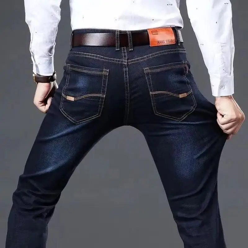 2025 Nouveaux hommes Mode Jeans décontractés Style classique Casual Stretch Slim Fit Jeans Pantalon en jean pour hommes Noir Bleu Style pour hommes