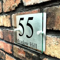 100*140mm Customized Transparent Acrylic House Number Plaques Sign Plates House Signs with Aluminum Plastic Backing Panels