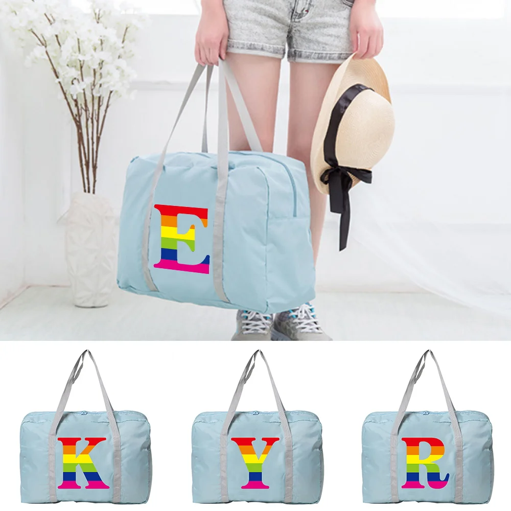 

Travel Handbag Lightweight Large Capacity Rainbow Pattern Printing Series Travel Accessories Essential for Holiday Outings
