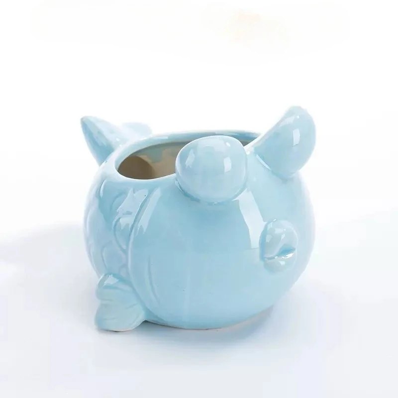 Ins Style Blue Ocean Succulent Flowerpot Mini Accessory Cute Cartoon Whale Shell Meat Plant Pot, Home Decoration Gift