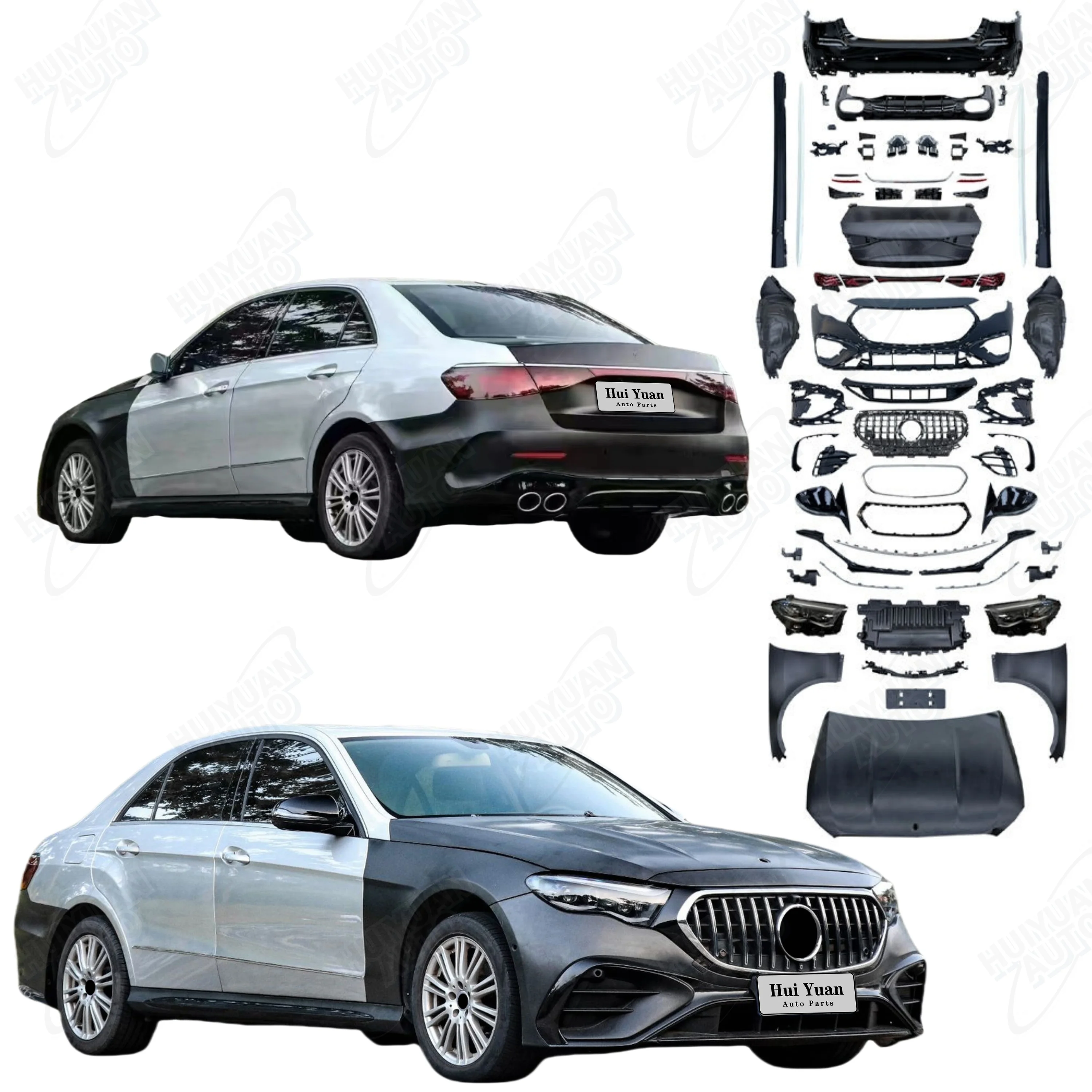 

New W214 E53 Body Kit for E Class W212 Front Rear Bumper Grille Hood Fenders Headlights Taillights Side Skirts
