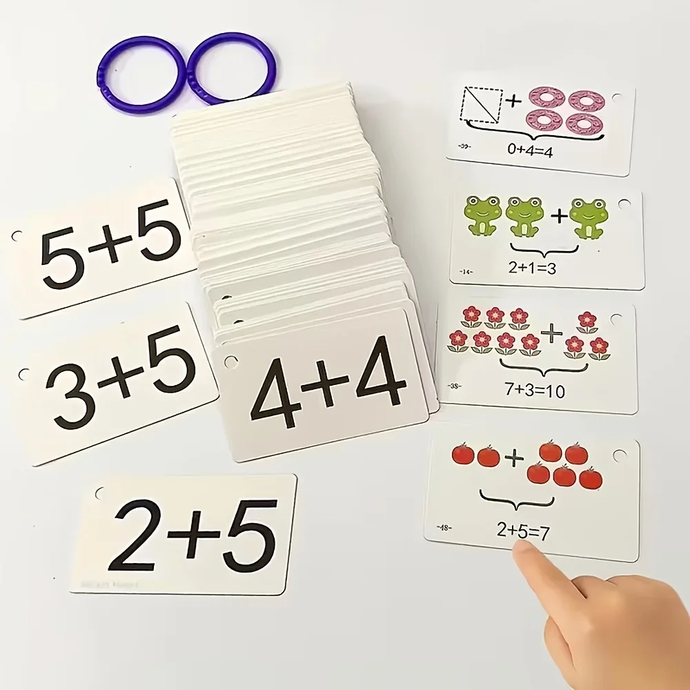 132 carte di addizione e sottrazione, un set completo per aiutare i bambini piccoli sviluppano le loro abilità aritmetiche in anticipo | Addizione, sottrazione, moltiplicazione e divisione Flashcard aritmetiche mentale, esercizi di pensiero e concentrazione matematica per bambini, aiutano i bambini imparano, adatto per materiale scolastico, regali di festa, attività in classe, pratica aritmetica, flashcard educative, conteggio interattivo