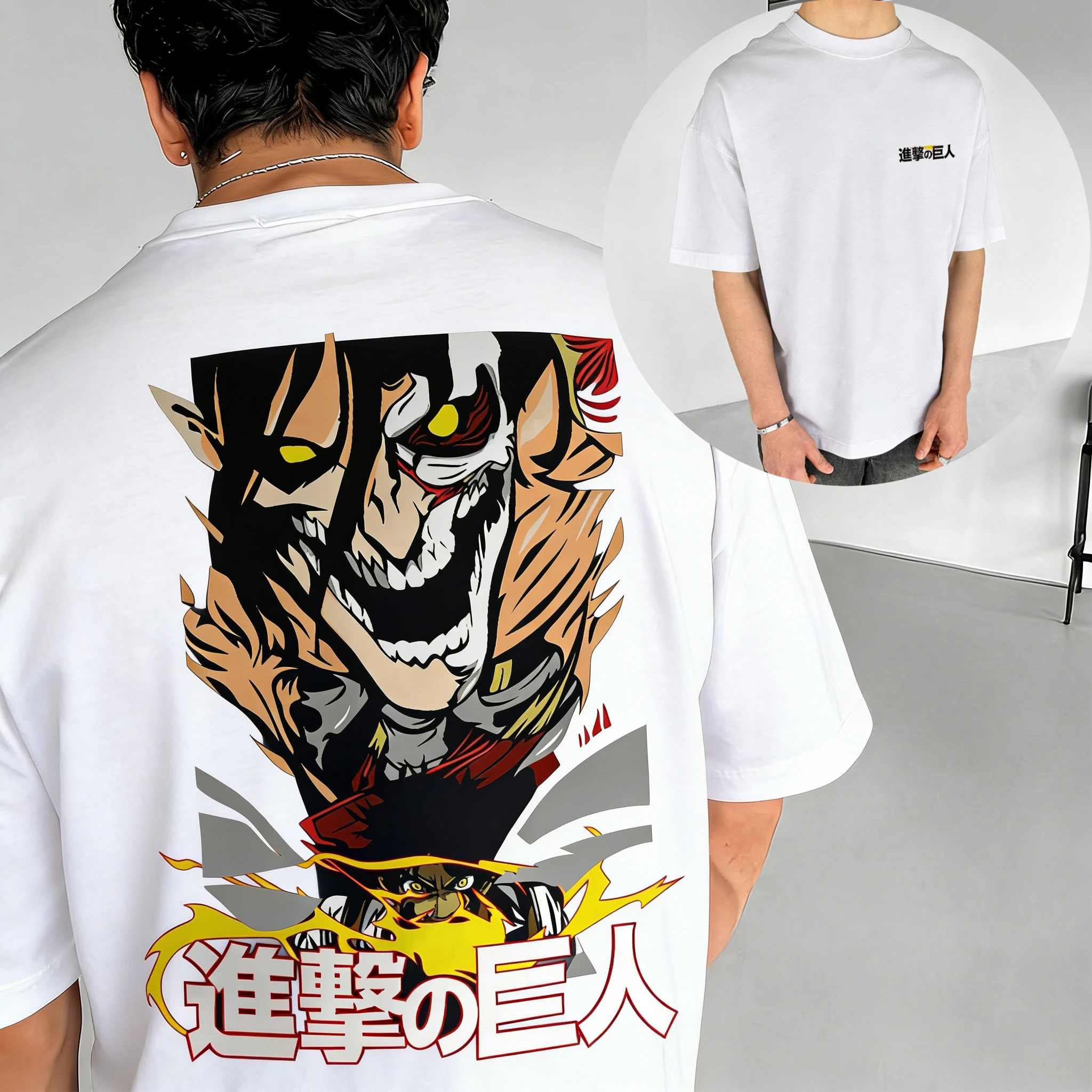 Men's T Shirt Sports T Shirt Short Sleeve T Shirt Attack on Titan Eren Yeager Giant Form Yellow Eyes Sharp Teeth City Ruins