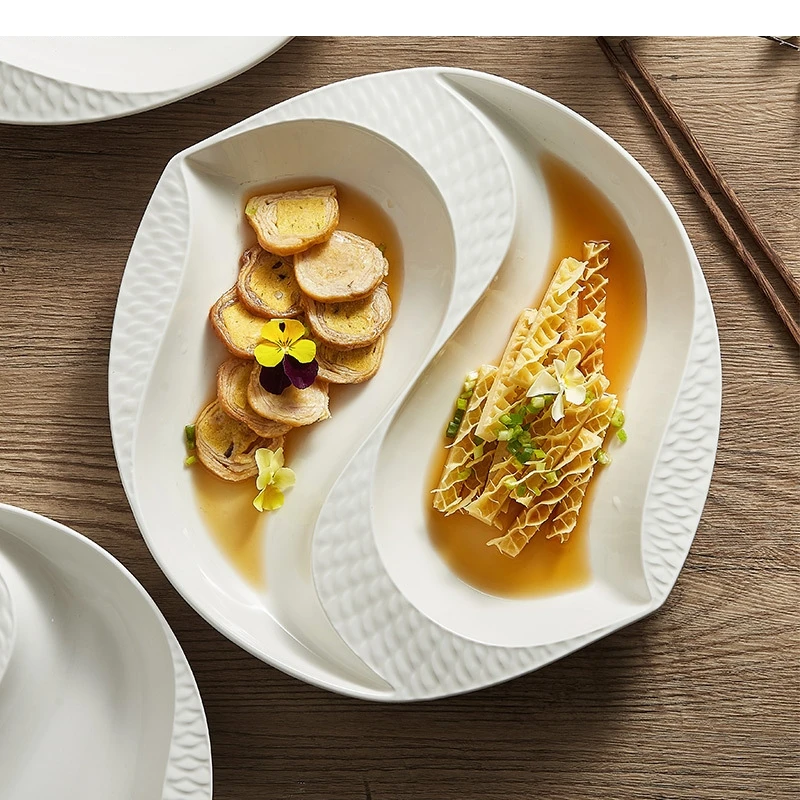

Irregular Ceramic Dinner Plate Grid Dim Sum Dessert Restaurant Food Decoration Dishes Home Breakfast Tableware