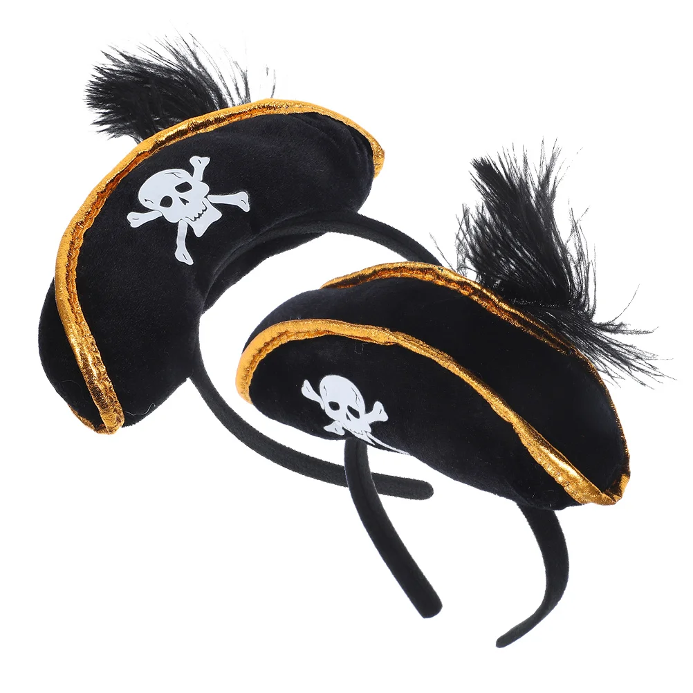 

2pcs Pirate Accessory Black Prom Accessory Decor Hair Hoop Hair Halloween Headband Hoops Reusable Party Cosplay
