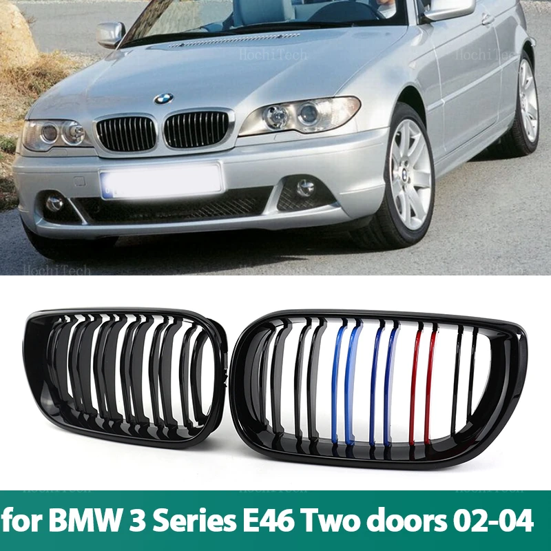 Glossy Black Dual Line Grille Car Styling Racing Grilles Replacement Part For BMW 3 series E46 Coupe Cabrio LCI 2 Doors 03-06