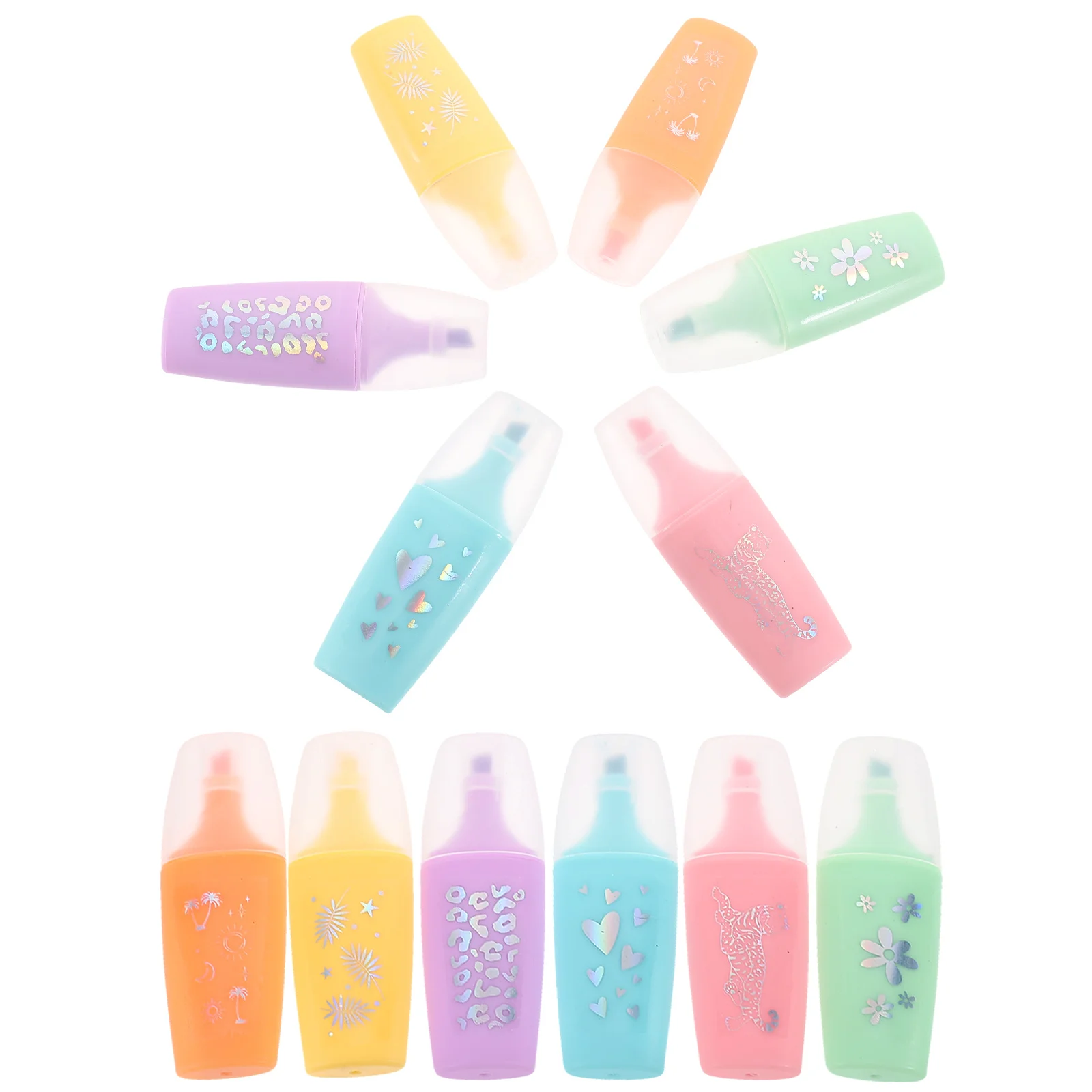 

24 Pcs Mini Highlighters Colored Markers Flat Design for Students Note Taking School Supplies Cartoon Pens Markers