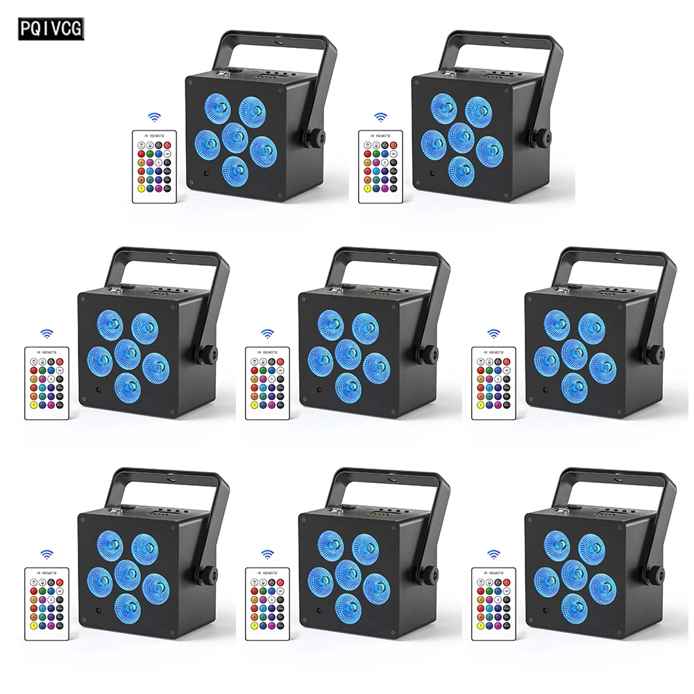 

8 шт./лот, сценические светильники на батарейках, светодиодные Par Lights RGBWA + UV 6x10 Вт DMX Dj Disco Party Club Lighting с пультом дистанционного управления