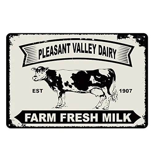 

Original Retro Design Farm Fresh Milk Tin Metal Signs Wall Art | Thick Tinplate Print Poster Wall Decoration