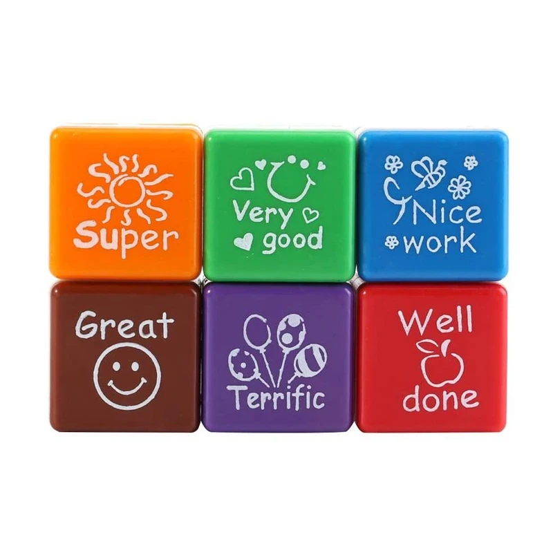 6 Styles/SET Kawaii Cute Teachers Stampers Inking Praise Reward Stamps Motivation Sticker School Supplies Dropshipping