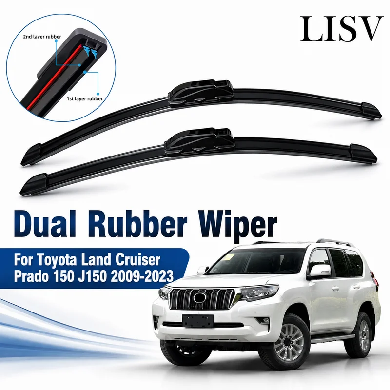 For Toyota Land Cruiser Prado 150 J150 2009-2023 Front Wiper Blades Windscreen Window Cleaning Windshield Brushes Accessories