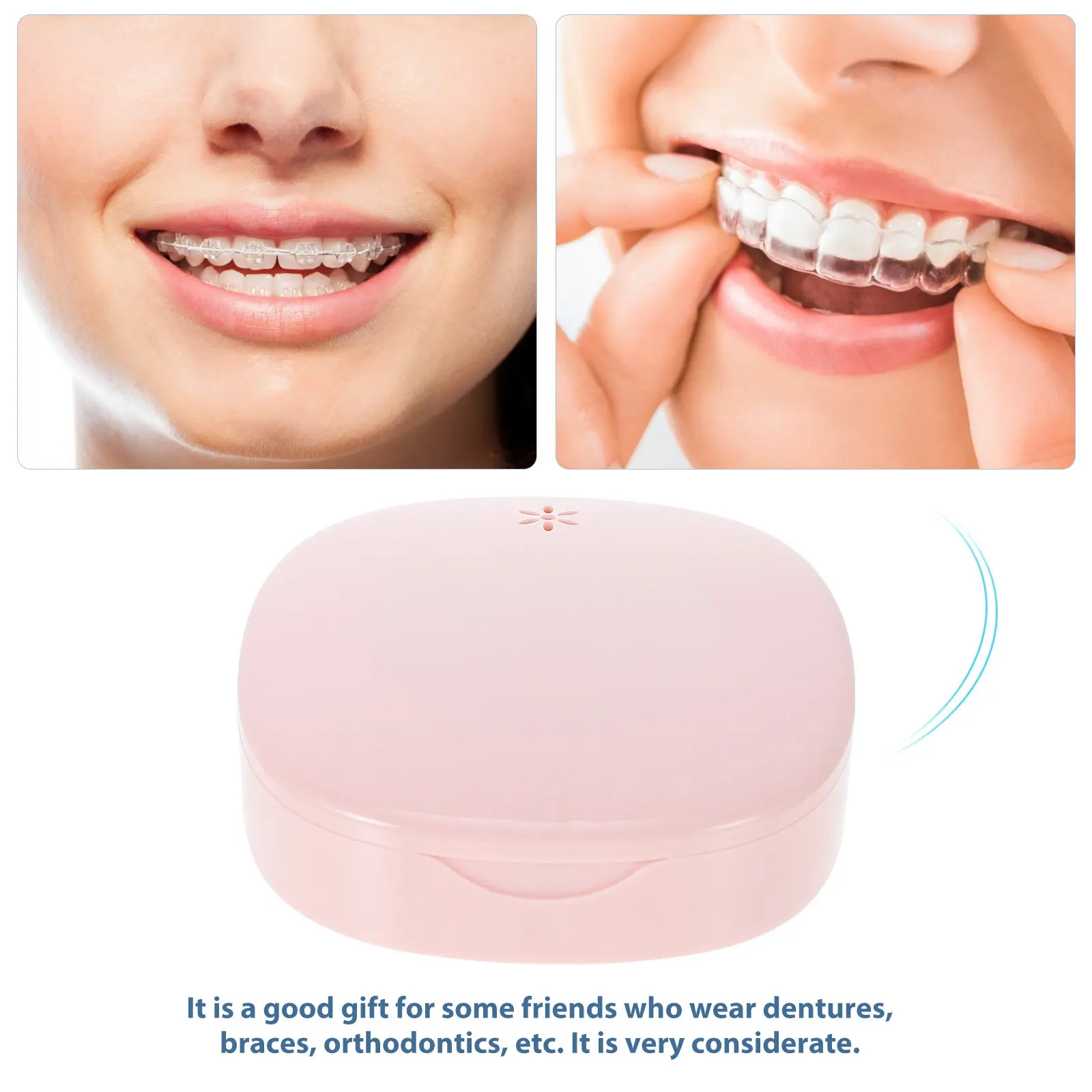 Small Portable Retainer Storage Box Compact Waterproof Dustproof Orthodontic Denture Case Travel Retainer Cleaning Box with