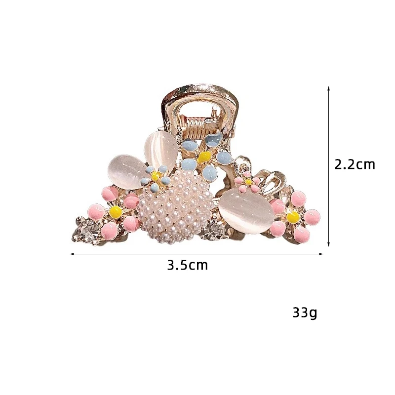 New Fashion Alloy Pearl 3cm Crab Hair Clip For Girl Women Summer Sweet Cute Side Barrettes Flower Hairpins Jewelry