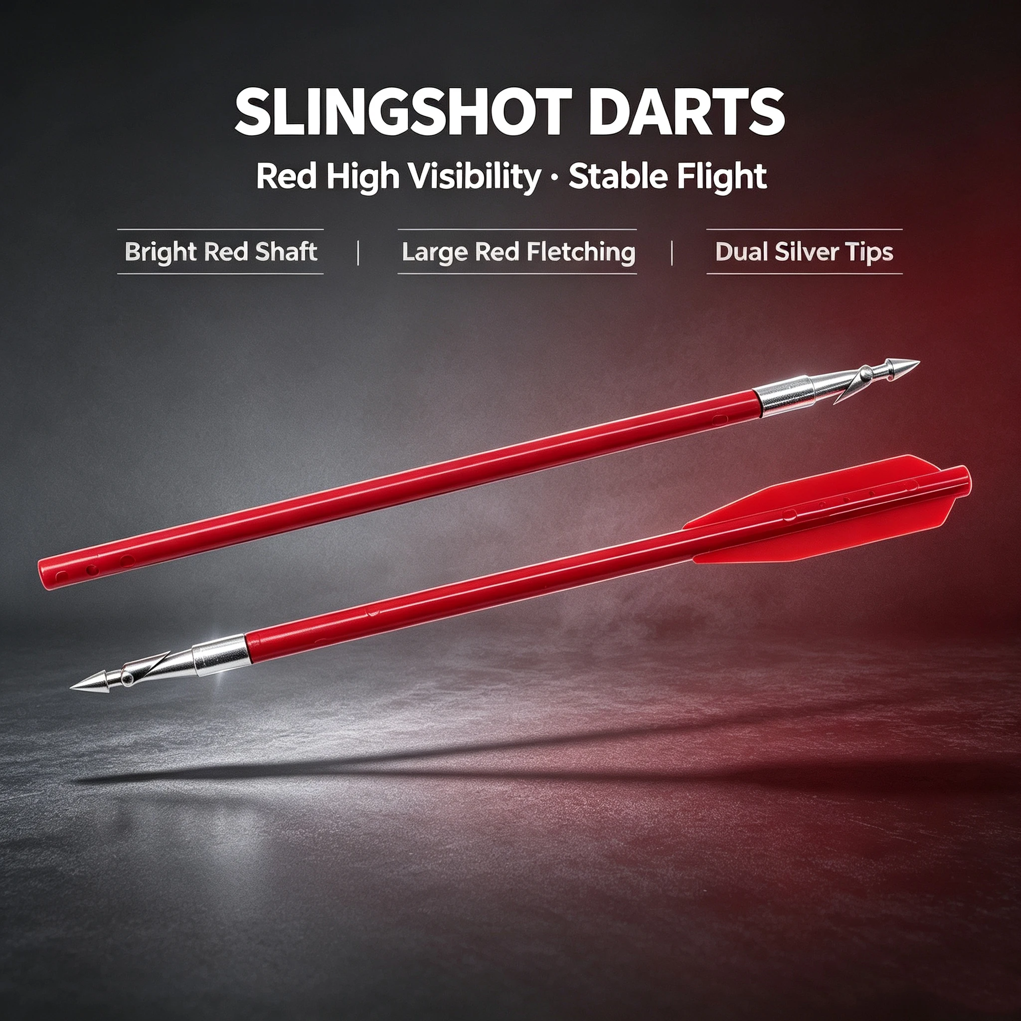 Red Two-Fin 6mm Slingshot Darts with Barbed Tip for Outdoor Target Practice & Precision Sports
