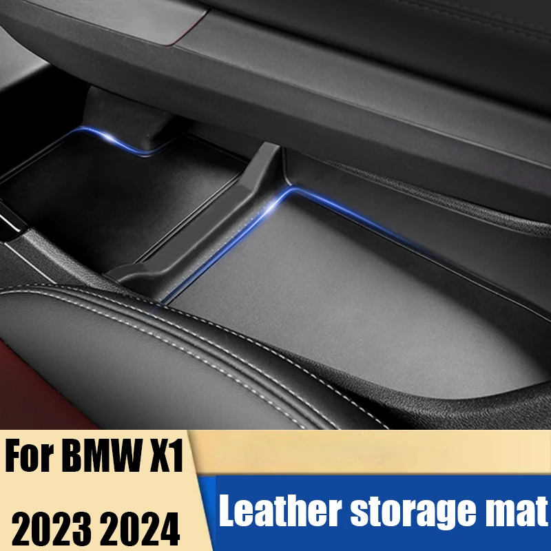 For BMW X1 2023 2024 leather storage mat door slot mat anti slip water cup mat automotive interior products