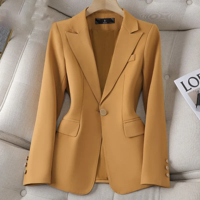 

Spring Autumn New Blazer Jacket Women Long Sleeve Single Button Female Business Work Wear Suit Coat Ladies Slim Outerwear W887