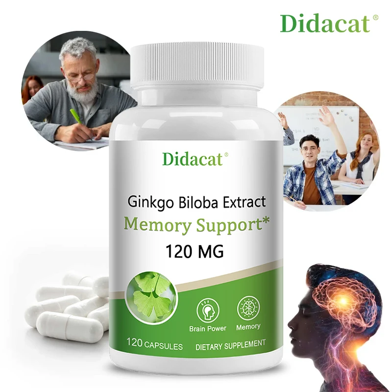 

Ginkgo Biloba Capsules - Brain Supplement, Memory Support Supplement, Brain Function, Focus, Concentration, Improves Clarity