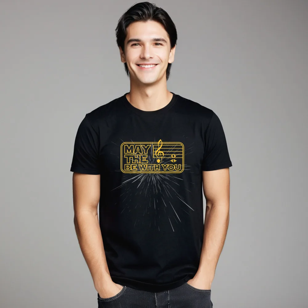 May the Musical Fourth Be Hip Hop Mens T Shirt O Neck Short Sleeve 100% Cotton Tops & Tees Normal Tee Shirt