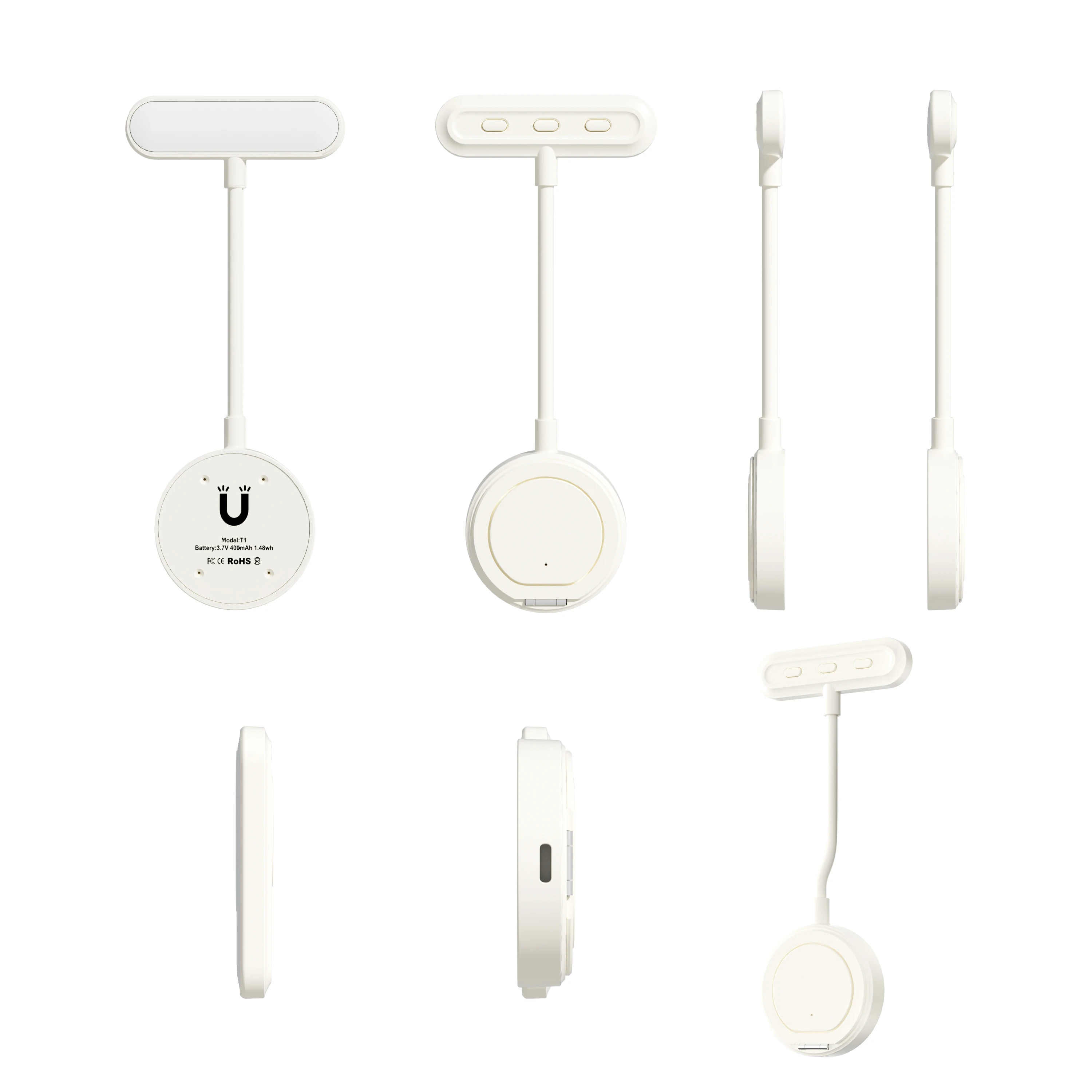 Rechargeable Magnetic Phone Fill Light Flexible Gooseneck 3-Color Adjustable Brightness Selfie Lamp with Phone Stand for Reading