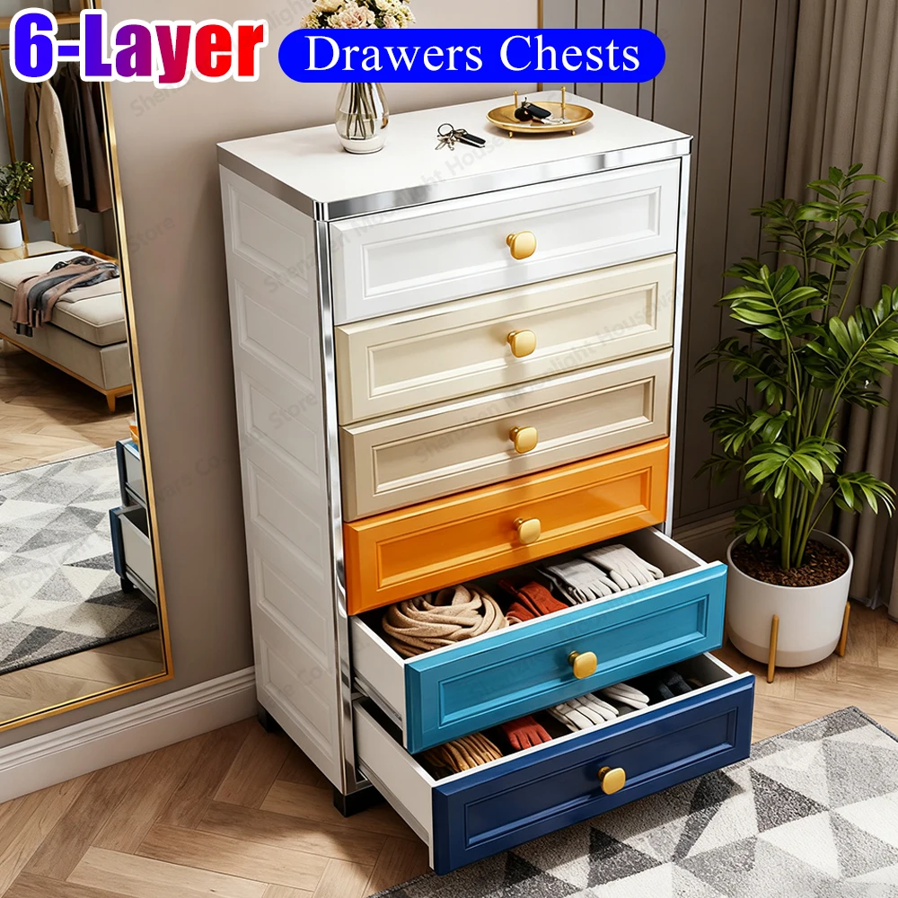 

Plastic Drawer Storage Organizer End Side Table 6-Drawers for Classroom Art Craft Supplies Dresser Closet Bathroom Laundry Room