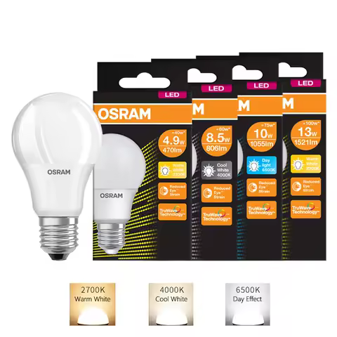 For OSRAM LEDVANCE LED E27 220V-240V Value Classic A Ball Lamp 4.9W 8.5W 10W 13W Frosted 2700K 4000K 6500K White Indoor Light