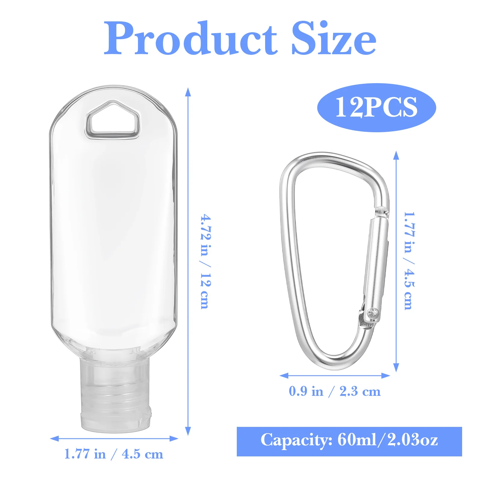 Carabiner Travel Bottles Refillable Portable Empty Containers For Outdoor Camping Hiking Subpackage Keychain Plastic