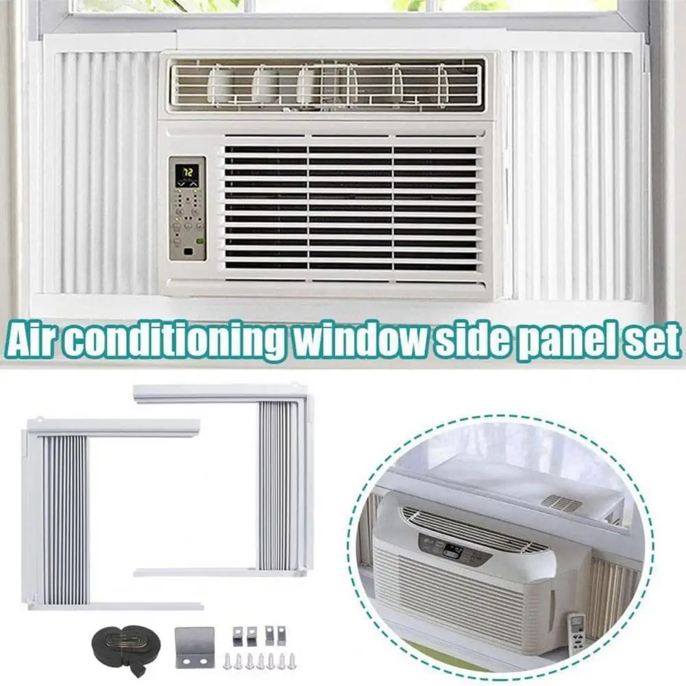 2Pcs Air Conditioner Side Panels with Frame AC Accordion Filler Kit Mobile Air Conditioning Accessories AC Window Seal