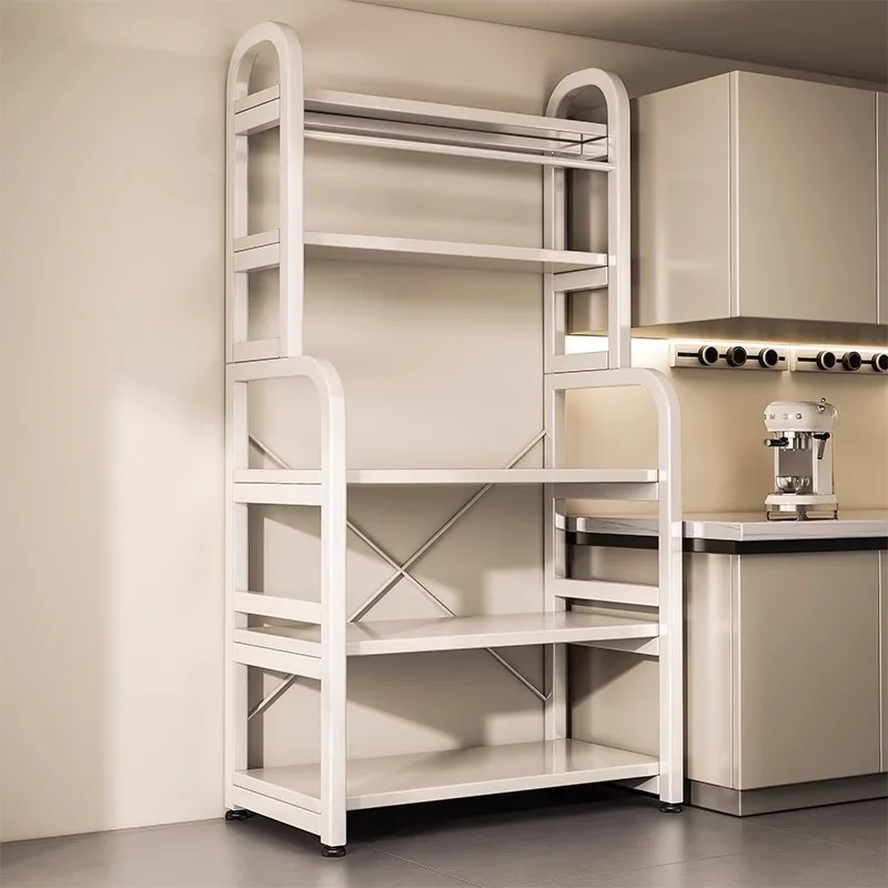 Kitchen storage rack integrated against the wall, multi-layer storage rack, multifunctional cabinet, microwave oven storage rack